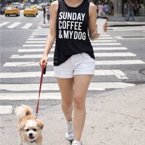 🌸Express Top Sunday Coffee and My Dog size XS relaxed fit summer outfits